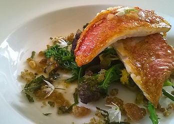 red mullet and wild garlic recipe by Masterchef Finalist, Angela Langford